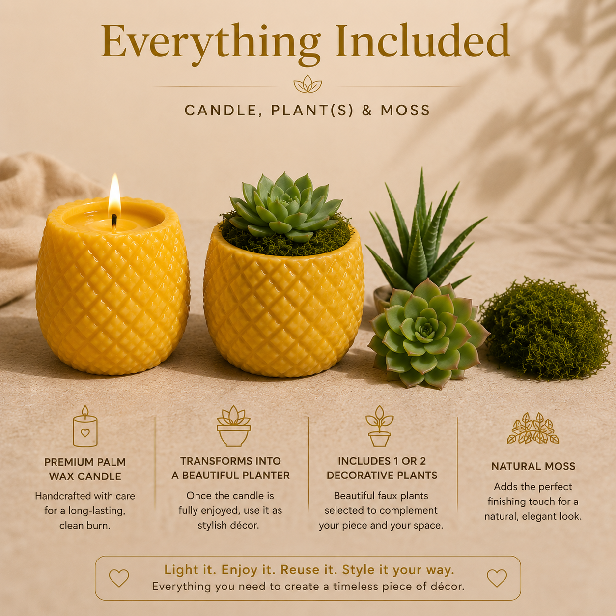 Palm Candle — Golden Bloom